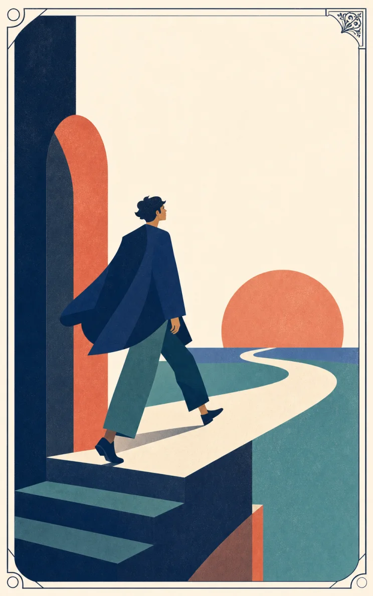 Modern symbolic illustration for The Fool