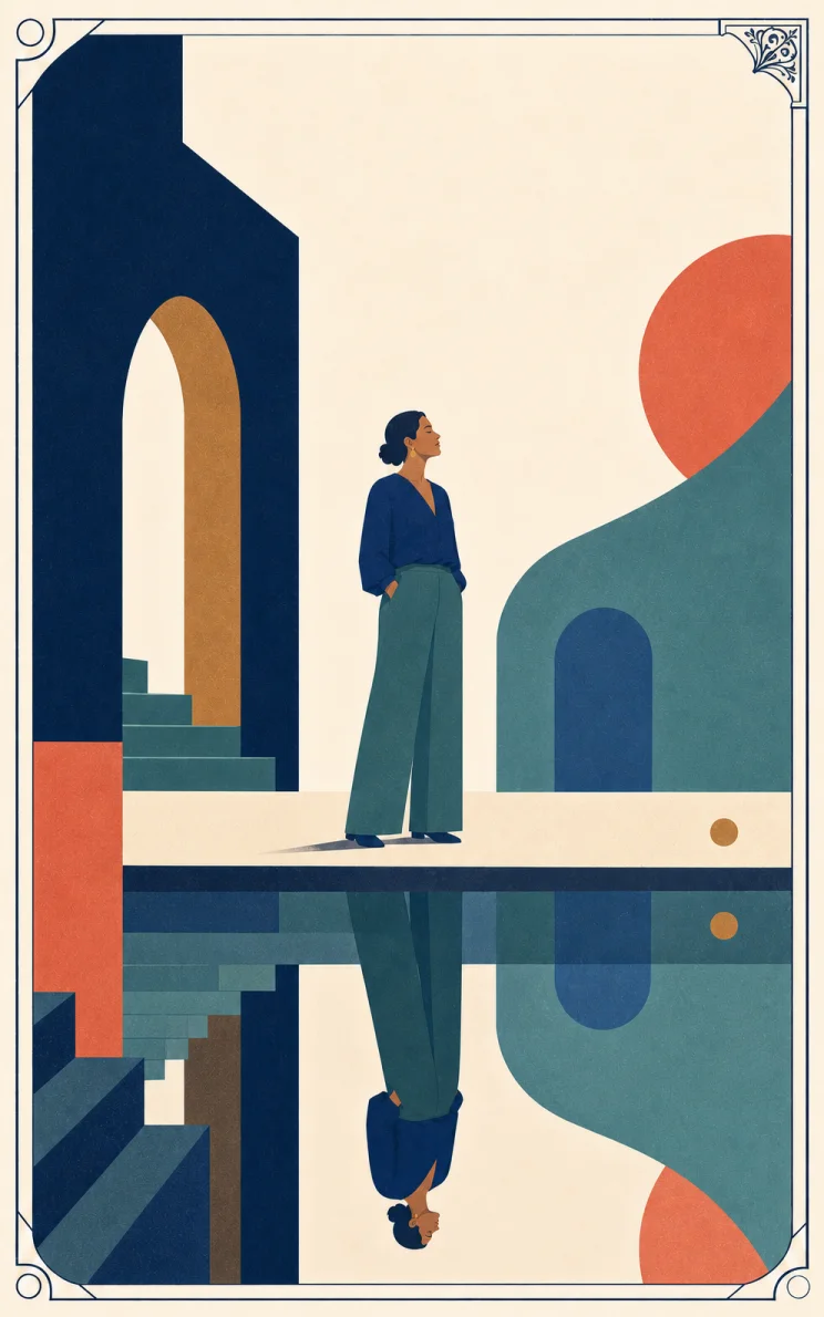 Modern symbolic illustration for The Hanged Man