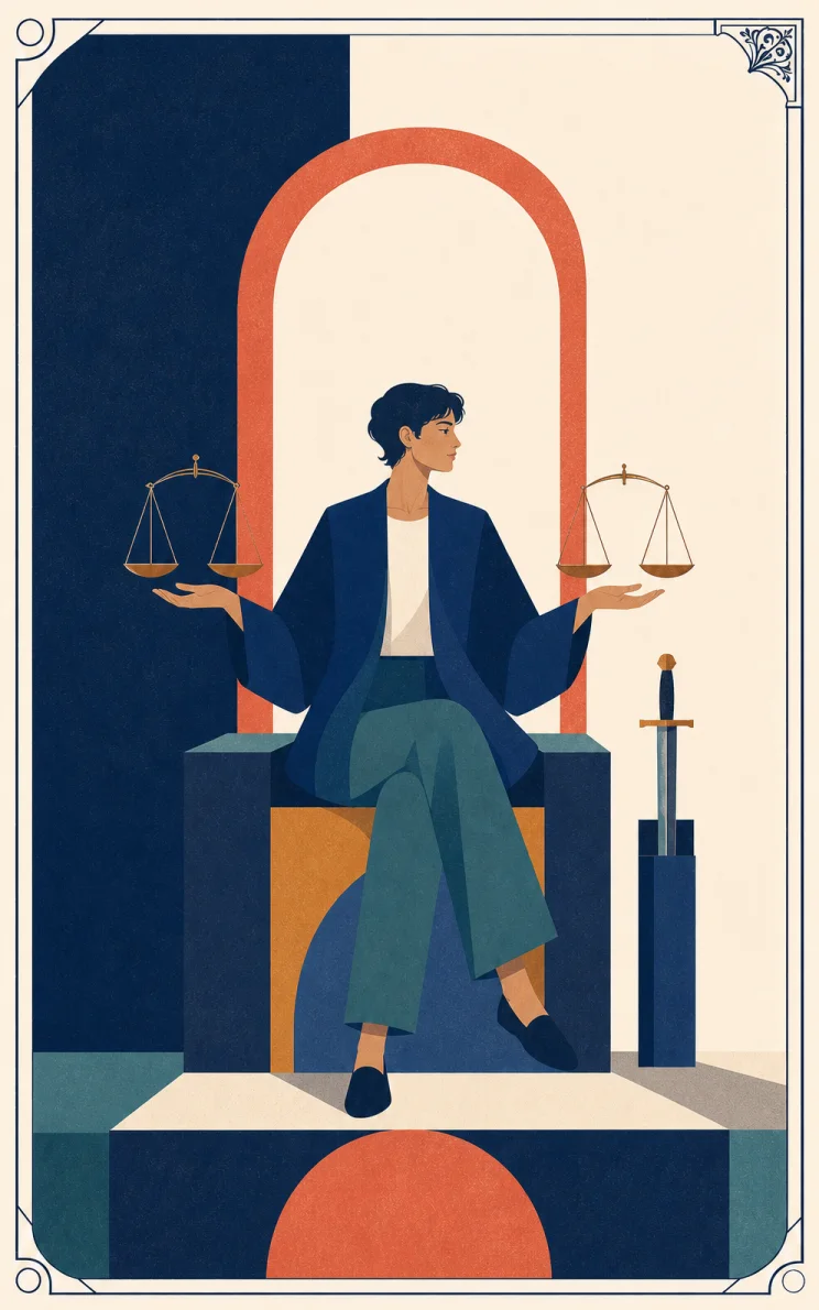 Modern symbolic illustration for Justice