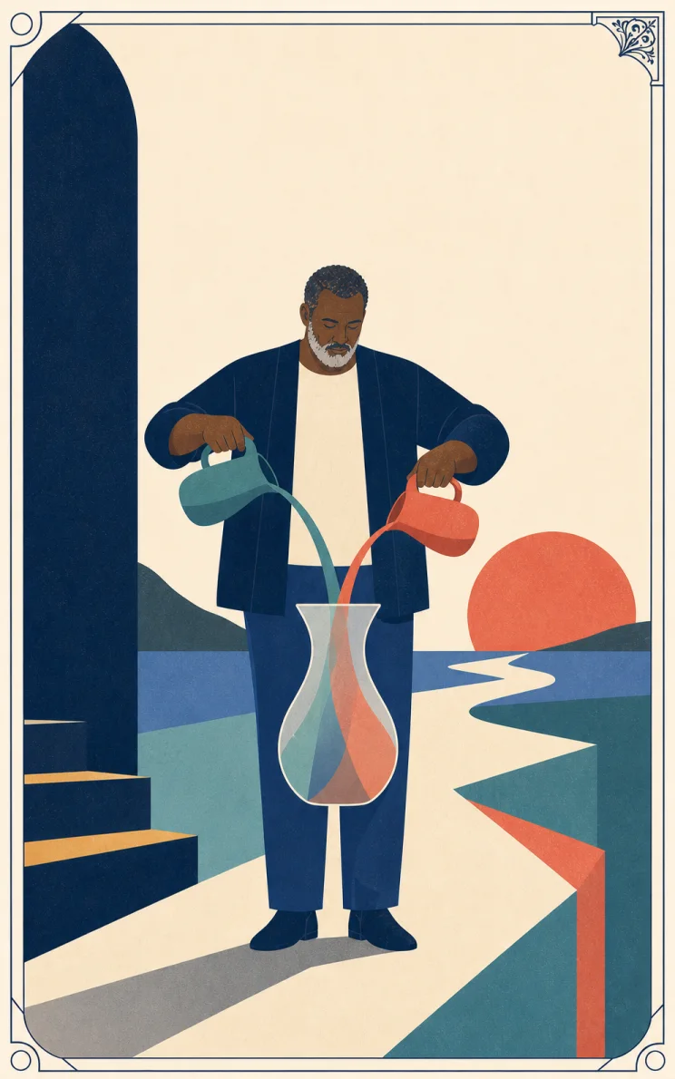 Modern symbolic illustration for Temperance
