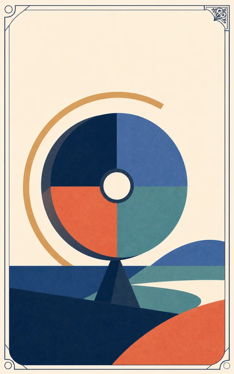 Modern symbolic illustration for Wheel of Fortune